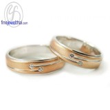 แหวนพิงค์โกลด์ แหวนคู่ แหวนเพชร แหวนแต่งงาน แหวนหมั้น - RC3033DPG